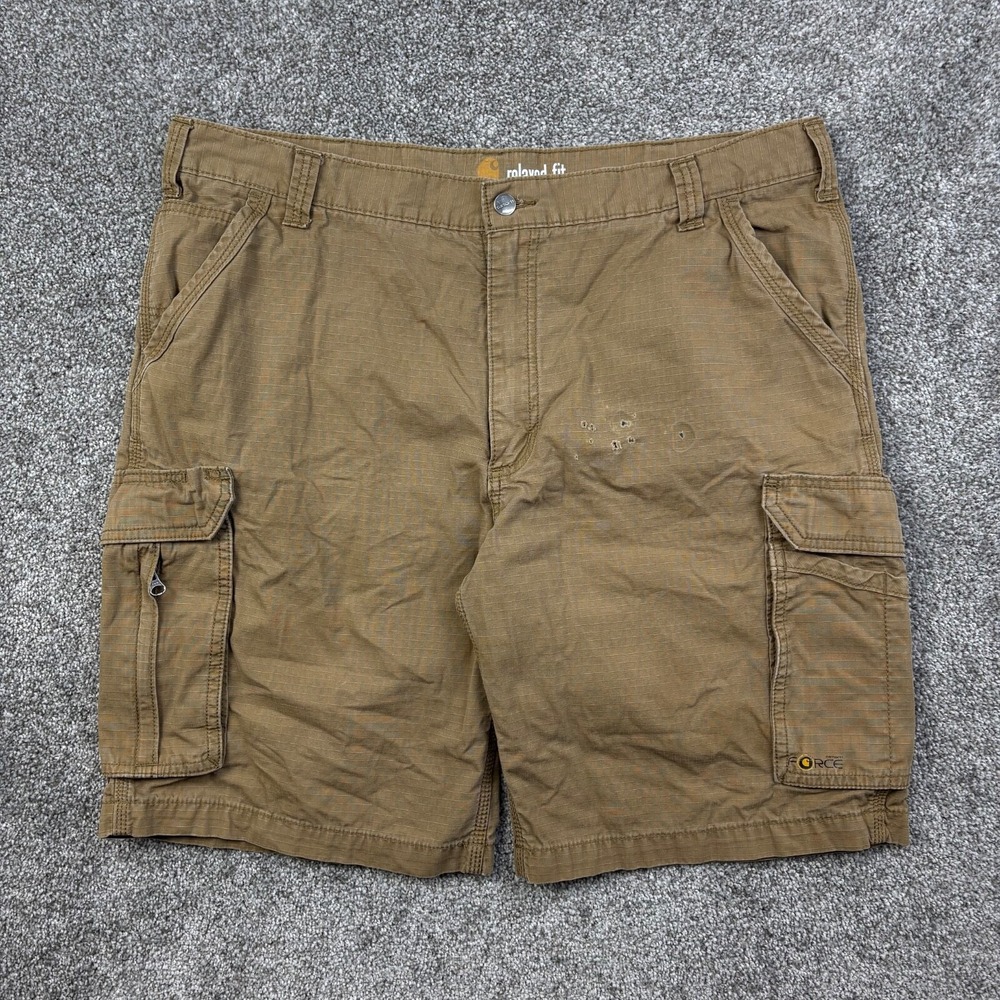 Vintage Carhartt Cargo‎ Shorts Mens 40 Brown Ripstop Heavy Duck Canvas Workwear